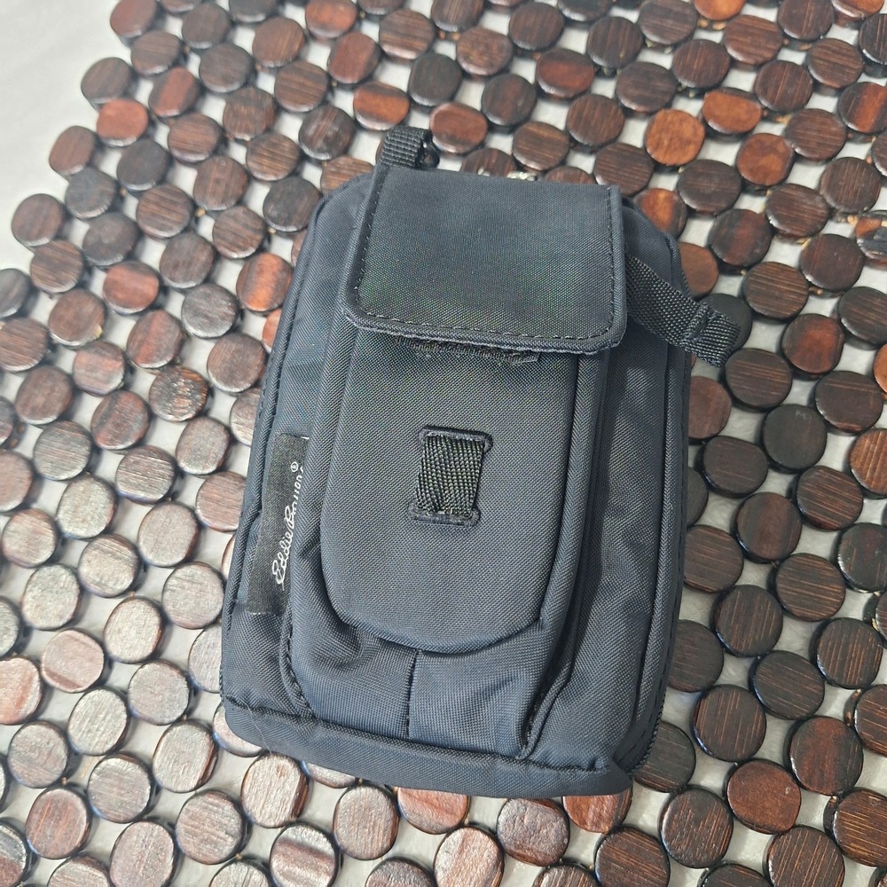 Eddie Bauer Nylon Belt Camera Case Black Zip Around Storage Compartments